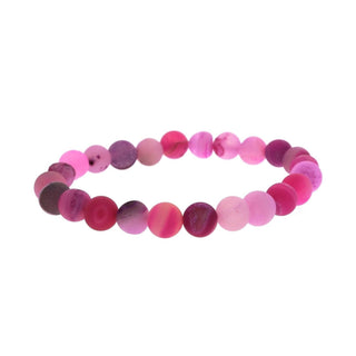 Agate Druzy Bead Bracelet 8mm Matte Pink (Enhanced) from Stonebridge Imports