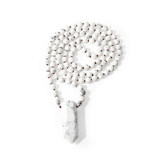Howlite White Mala w/ Point - 8mm - 108 Beads from Stonebridge Imports