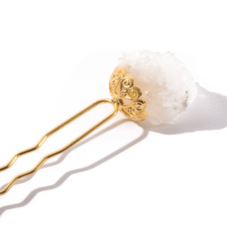 Clear Quartz Cluster Gold-Plated Hair Pin    from Stonebridge Imports