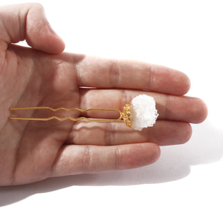 Clear Quartz Cluster Gold-Plated Hair Pin    from Stonebridge Imports