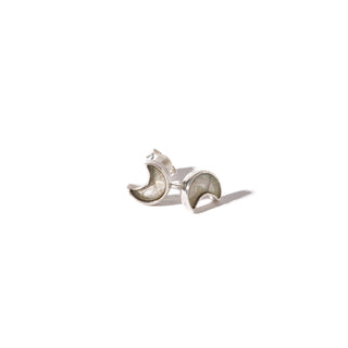 Labradorite Sterling Silver Stud - Single Pair Moon from Stonebridge Imports