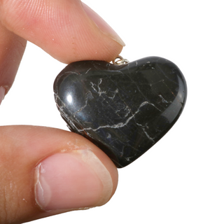 Black Tourmaline B Heart Pendant - Pack of 5 - 1" from The Rock Space