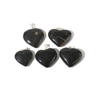 Black Tourmaline B Heart Pendant - Pack of 5 - 1" from The Rock Space