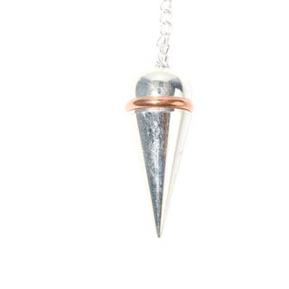 Silver Colour Metal Secret Chamber Point Pendulum with Copper Ring and Chain - 3 Pack from Stonebridge Imports
