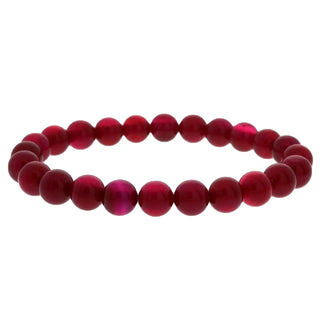 Agate Cherry Red Round Bracelet - 8mm (Enhanced) from Stonebridge Imports
