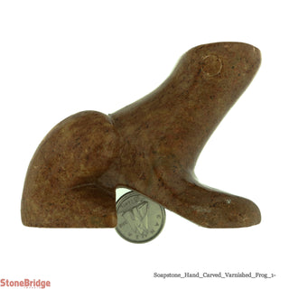 Frog Soapstone Carving Varnished    from Stonebridge Imports