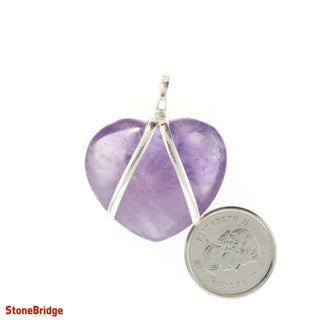 Amethyst V-Bale Heart - 925 Silver Pendant from Stonebridge Imports