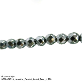 Hematite Faceted - Round Strand - 6mm    from Stonebridge Imports