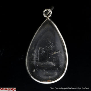 Clear Quartz Drop Cabochon - 925 Silver Pendant from Stonebridge Imports