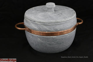 Soapstone Pot with Lid Large - 4L - 8 1/2" by 4 1/2"    from Stonebridge Imports