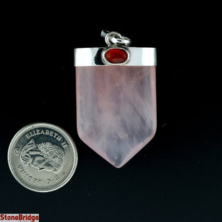 Rose Quartz Tongue with Accent - 925 Silver Pendant from Stonebridge Imports