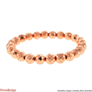 Hematite Electroplated Bead Bracelet (Enhanced) 8mm Copper Faceted from Stonebridge Imports