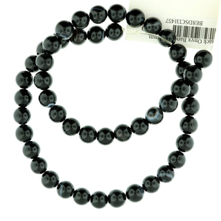 Black Onyx Banded - Round Strand 15" - 8mm from Stonebridge Imports