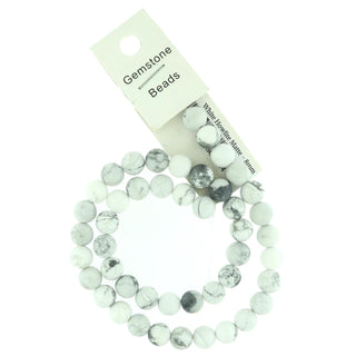White Howlite Matte - Round Strand 15" - 6mm from Stonebridge Imports