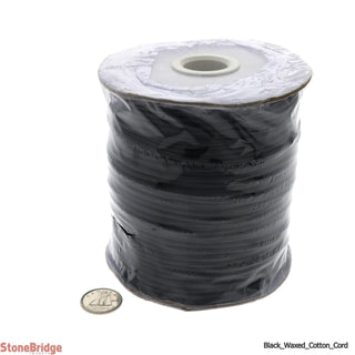 Black Cotton Waxed Cord - 1.5mm - 1 roll of 100m    from Stonebridge Imports