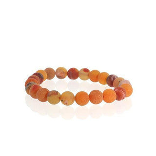 Agate Druzy Bead Bracelet 8mm Matte Orange (Enhanced) from Stonebridge Imports