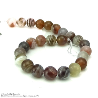 Botswana Agate - Round Strand 7" - 8mm    from Stonebridge Imports