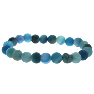 Agate Druzy Bead Bracelet 8mm Matte Blue (Enhanced) from Stonebridge Imports