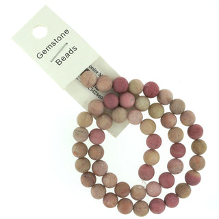Rhodonite Matte - Round Strand 15" - 8mm from Stonebridge Imports
