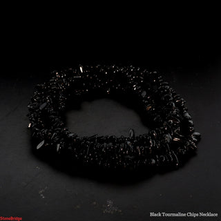 Black Tourmaline Chip Strands - 3mm to 5mm    from Stonebridge Imports