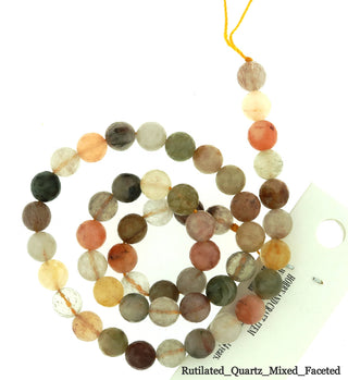 Mix Rutilated Quartz Faceted - Round Strand 15" - 8mm    from Stonebridge Imports