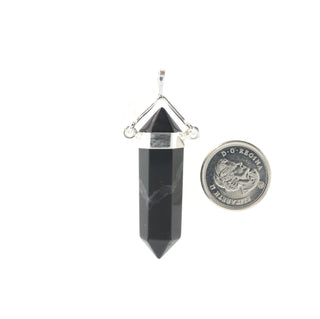 Onyx Black Double Terminated Swivel - 925 Silver Pendant from Stonebridge Imports
