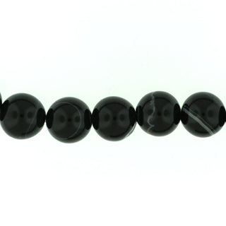 Black Onyx Banded - Round Strand 15" - 8mm from Stonebridge Imports