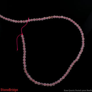 Rose Quartz Faceted - Round Strand 15" - 4mm    from Stonebridge Imports