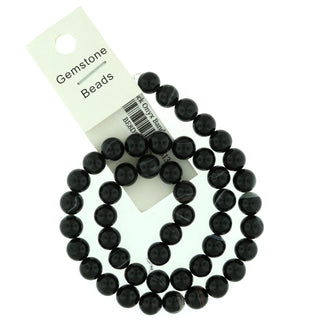 Black Onyx Banded - Round Strand 15" - 8mm from Stonebridge Imports
