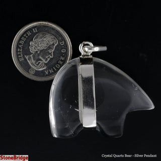 Crystal Quartz Bear - 925 Silver Pendant from Stonebridge Imports