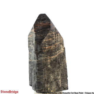 Black Tourmaline & Hematite Cut Base, Polished Point U#9    from Stonebridge Imports