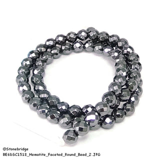 Hematite Faceted - Round Strand - 6mm    from Stonebridge Imports