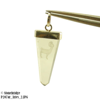 Clear Quartz Etched Zodiac - 925 Silver Pendant from Stonebridge Imports