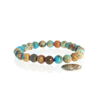 Turquoise Impression Jasper Round Bracelet - 8mm (Enhanced) from Stonebridge Imports