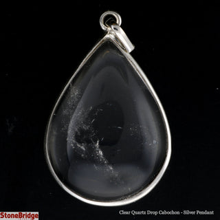 Clear Quartz Drop Cabochon - 925 Silver Pendant from Stonebridge Imports