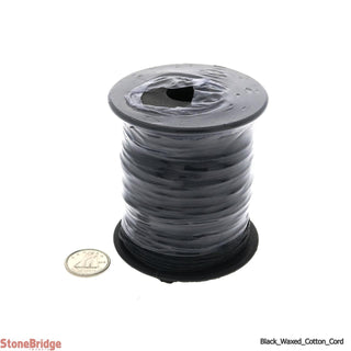 Black Cotton Waxed Cord - 1mm - 1 roll of 100m    from Stonebridge Imports