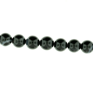 Black Onyx Banded - Round Strand 15" - 8mm from Stonebridge Imports
