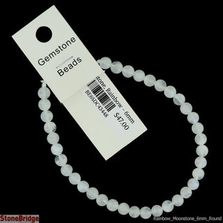 Moonstone Rainbow- Round Strand 7" - 6mm    from Stonebridge Imports
