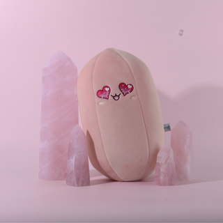 Crystal Plushie 💗 Plushies shaped like crystals 💜 powered by crystals Rosie Rose Quartz from Stonebridge Imports