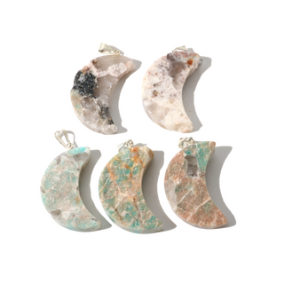 Amazonite B Crescent Moon Pendant - Pack of 5    from Stonebridge Imports