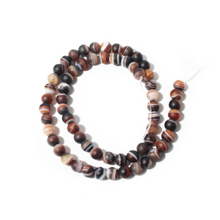 Banded Onyx (Sardonyx) Bead Strand