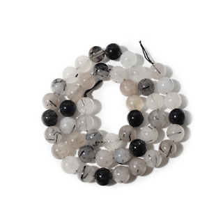 Tourmalinated Quartz Bead Strand 15" - 8mm from Stonebridge Imports