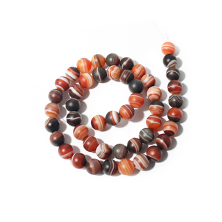 Banded Onyx (Sardonyx) Bead Strand