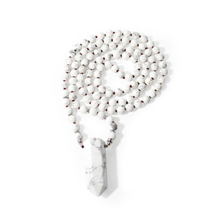 Howlite White Mala w/ Point - 8mm - 108 Beads from The Rock Space