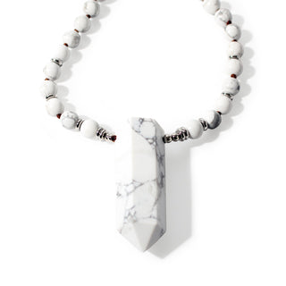 Howlite White Mala w/ Point - 8mm - 108 Beads from The Rock Space