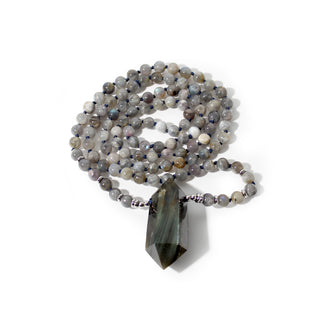 Labradorite Mala w/ DT Point - 8mm - 108 Beads from Stonebridge Imports