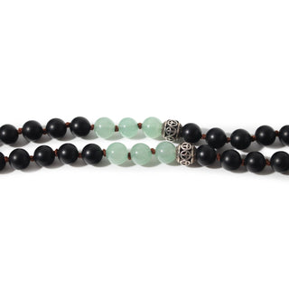 Onyx Black Matte Mala w/ Green Aventurine Buddha Head - 8mm - 82 Beads from The Rock Space