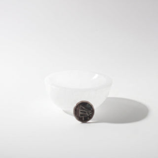 Selenite Bowl - Round 2", new photo on a clean white background. Stonebridge Imports.