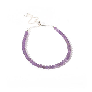 Amethyst Faceted Bead Bracelet -3mm - Sterling Silver from The Rock Space