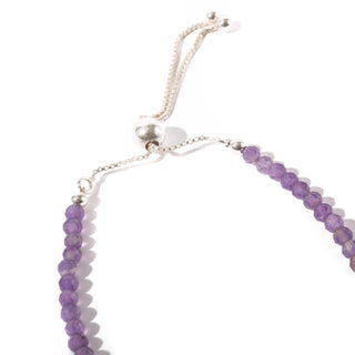 Amethyst Faceted Bead Bracelet -3mm - Sterling Silver from The Rock Space